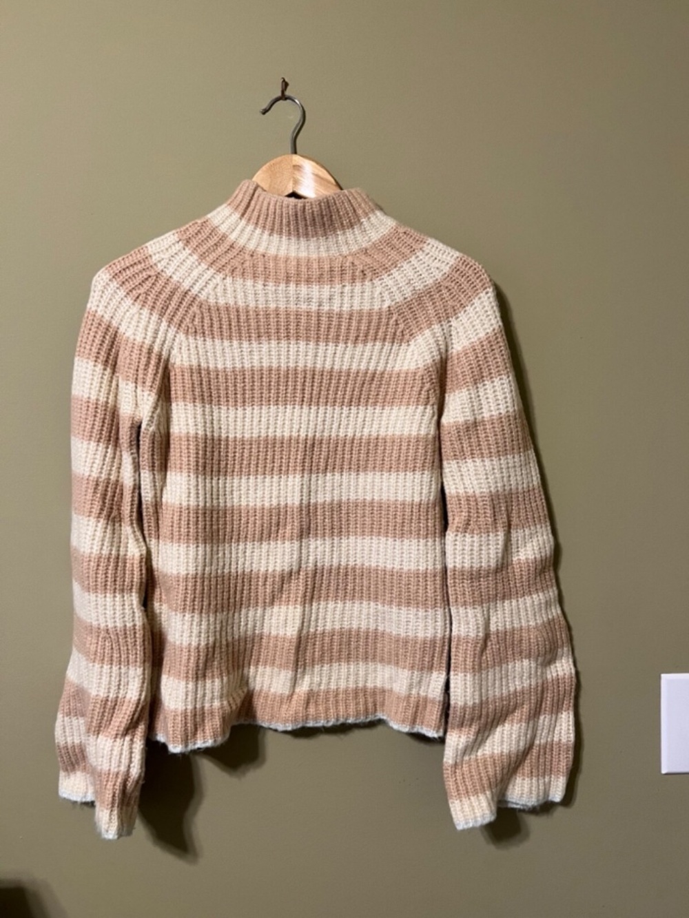 Anthroplogie Maeve |XS| Striped Turtleneck Sweater Yak Wool Mock Neck Pullover